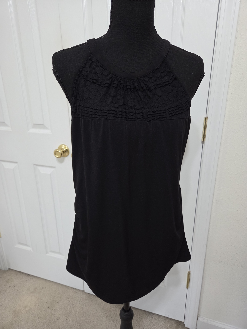 New York & Company Black Lace Yoke Tank Top